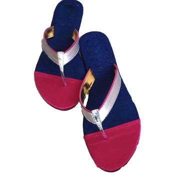 Pink plain fancy fabric footwear 1