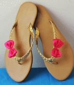 Brown plain satin footwear