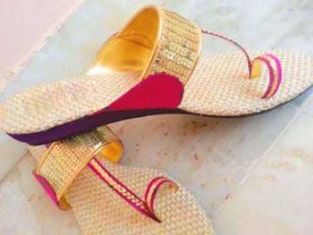 gold plain silk footwear 1