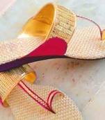 gold plain silk footwear