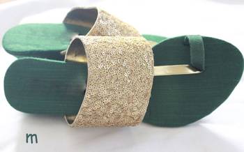 green plain silk footwear 1