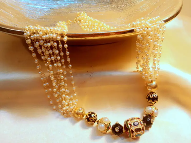 Rajwara Jaipuri Beads And Pears Royal Neckpiece