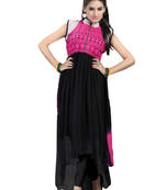 Black embroidered net kurti