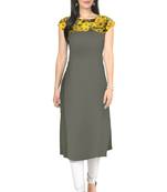 Grey Faux Crepe printed kurti