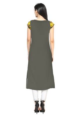 Grey Faux Crepe printed kurti 3