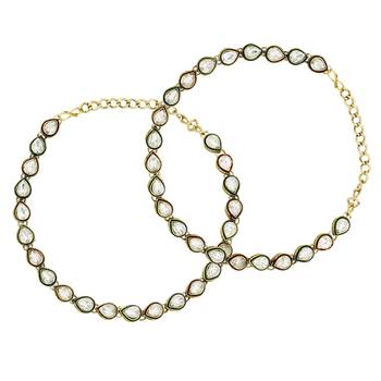 White yellow gold plated anklets 2