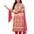 Beige embroidered cotton unstitched salwar with dupatta
