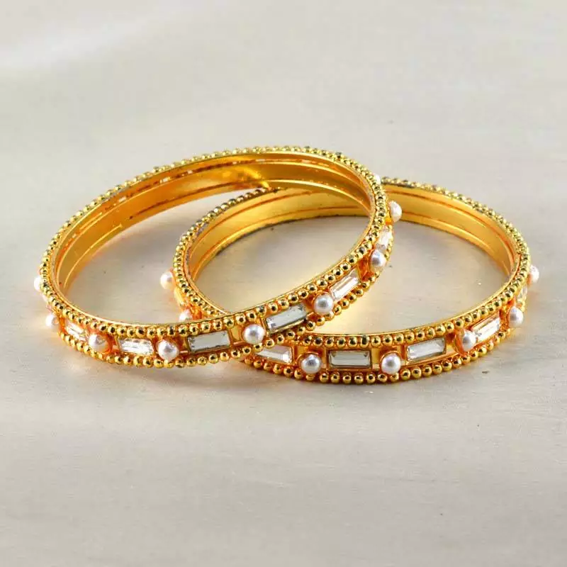 Designer Gold Platted Moti Bangles