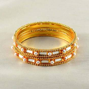 Designer Gold Platted Moti Bangles 2