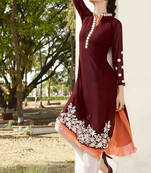 Maroon georgette embroidered kurti