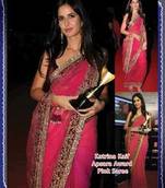 1217 Katrina Kaif Apsara Award Pink Net Saree