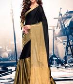 black printed chanderi saree With Blouse