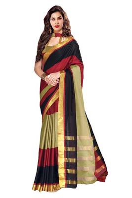 multicolor printed art silk  saree With Blouse 1