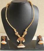 Beautiful Unique Jhumka Pendant Temple Necklace Set DJ02797
