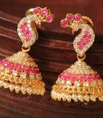 Awesome Designer White Ruby Small Peacock Jhumka
