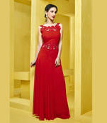 Red  Embroidered Kurti