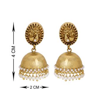 Gold Plated Royal Classic Peacock Designed Pearl Finished Jhumki 3