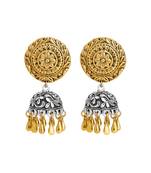 Gold Plated Antique Silver Finished Ethnic Jhumki