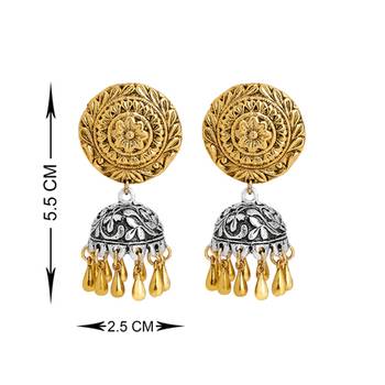 Gold Plated Antique Silver Finished Ethnic Jhumki 3