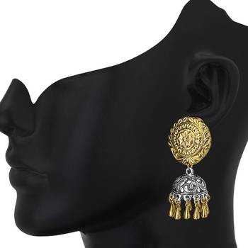 Gold Plated Antique Silver Finished Ethnic Jhumki 4