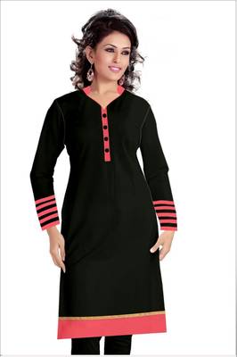 Black and pink cotton plain kurti 1