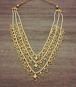 Kundan And Pearls High End Gold Plated Teen Lada Necklace