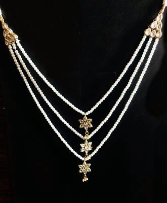 Kundan And Pearl Elegant Teen Lada Rani Haar Necklace 1