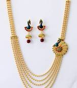 Antique Golden Peacock Design Side Piece Necklace Set
