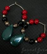 Fabulous Red & Black Rings with Green Drops