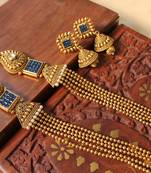 Awesome Designer Blue Mango Mugappu Short Haar Set