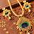 Gorgeous gold palted kundan real peacock feather necklace set-dj01797