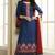 Navy Blue embroidered Chemric cotton unstitched salwar with dupatta