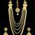 Long Golden Beige Polki Stones Necklace Set with Maang Tika Jewellery for Women - Orniza
