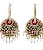 Kundan Pearl Meena Black Red Green Plated Jhumki Bali Earring