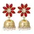deep red floral 22k gold plated jhumki earring for women