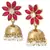 reddish pink  floral 22k gold plated jhumki earring for women