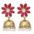 reddish pink  floral 22k gold plated jhumki earring for women
