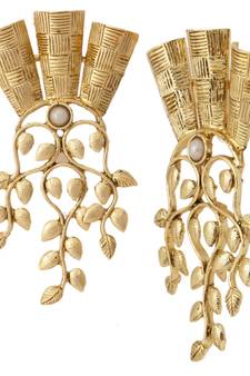 18k gold plated wild floral large statement earring for women