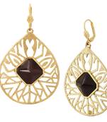 18k gold plated filigree black stone dangling earring for women