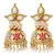 red meenakari lotus pearl jhumki earring for women