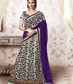 Sea Green embroidered Net and Printed Silk unstitched navratri-lehenga-chaniya-choli