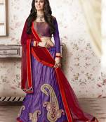 Purple Embroidered Net Unstitched Navratri  Lehenga  Chaniya  Choli