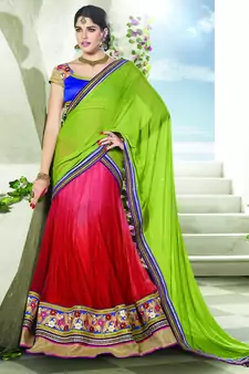 Red Color Net Designer Semi  Stitched Lehenga Choli