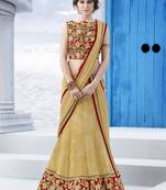 Light Gold China Crushed Embroidered Unstithched Lehenga Choli