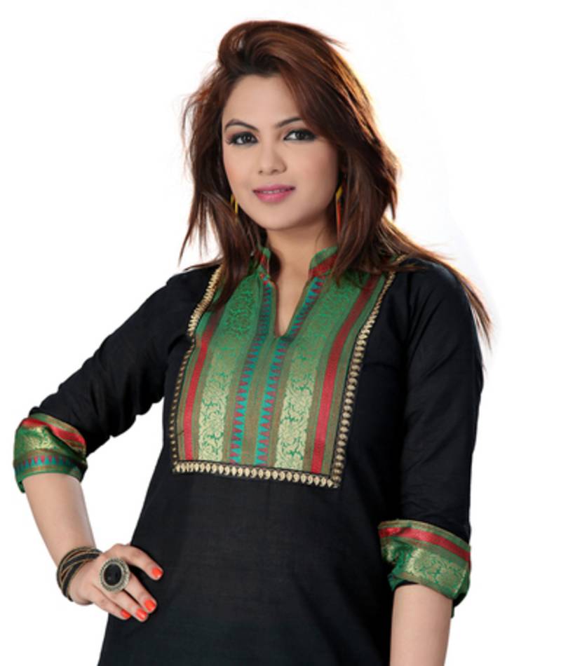 Black cotton plain kurti