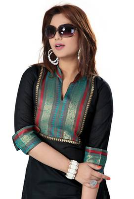 Black cotton plain kurti 2