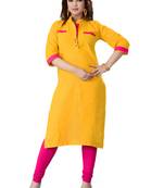 Yellow cotton plain kurti