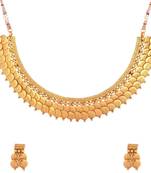 Twin Lakshmi Coin Ginni Gold Plated Temple Antique Necklace Earring Set for Women