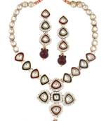 maroon green meenakari enamel kundan gold plat necklace earring set