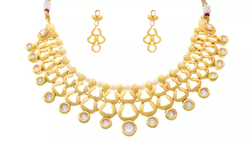 JFL - Traditional Ethnic One Gram Gold Plated Kundan Pearl Designer Necklace Set